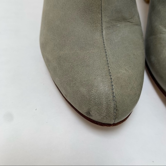 Fortress of Inca Leather Booties Size 6 Ankle Boots Heel Buckles Gray Green - Picture 9 of 15
